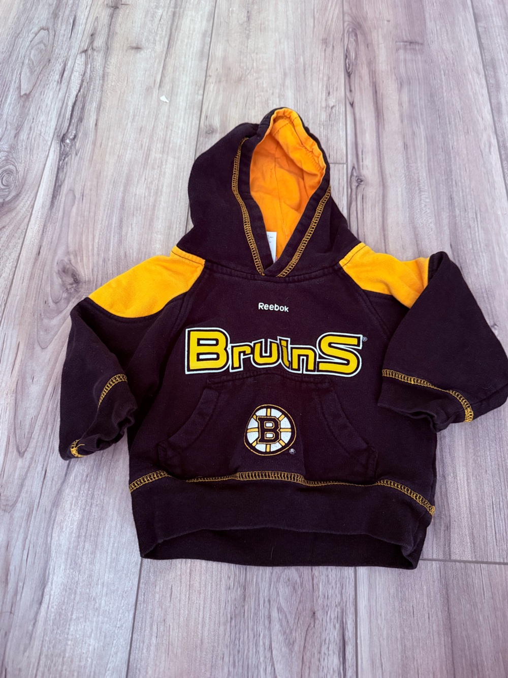 Reebok Black and Yellow Bruins Kids Hoodie Size 2T